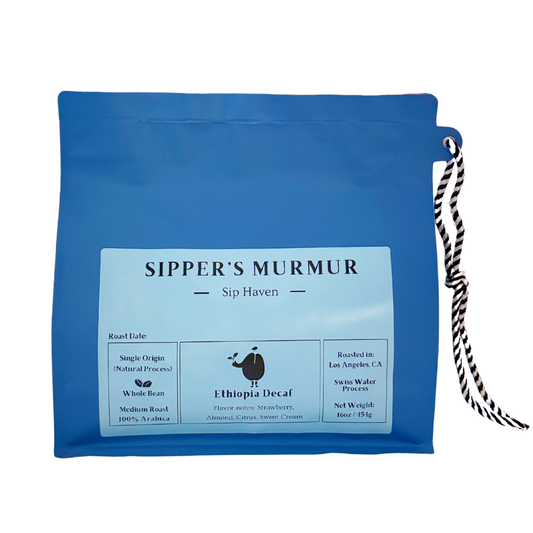 SipHaven | Sipper's Murmur | Swiss Water Decaf Ethiopia Medium Roast Single Origin Whole Bean Coffee | Chemical-Free Specialty Grade | Small Batch Roasted and Packed in USA | 1lb (16oz)