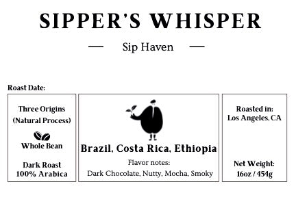 SipHaven | Sipper's Whisper Espresso Blend - Medium Roast Whole Bean Coffee | Bold, Smooth & Flavorful | Specialty Grade | Small Batch Roasted & Packed in USA | 1lb (16oz)